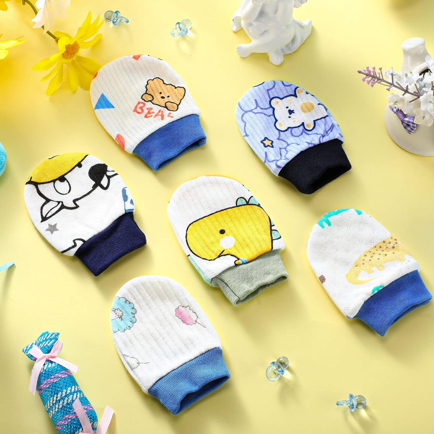 6 Pairs Newborn Baby Mittens No Scratch Gloves Infant Toddler Anti Scratch Essentials Unisex Cotton for 3-9 Months Girls Boys - Image 4